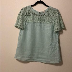 J. Crew Aqua Linen Top